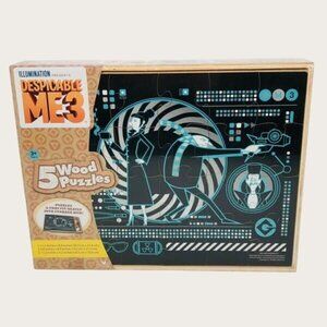 Despicable Me 3 Wood Puzzles Set 5 Puzzles In Storage Box New Sealed